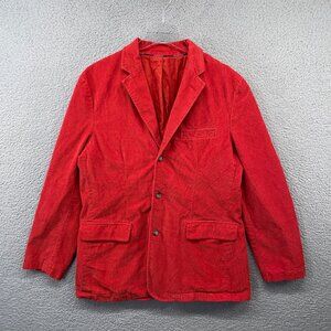 Vintage J. Crew Red Corduroy Jacket Single Breasted Cotton Blazer Large